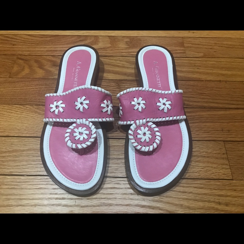 A. Gianetti Pink Leather Sandals